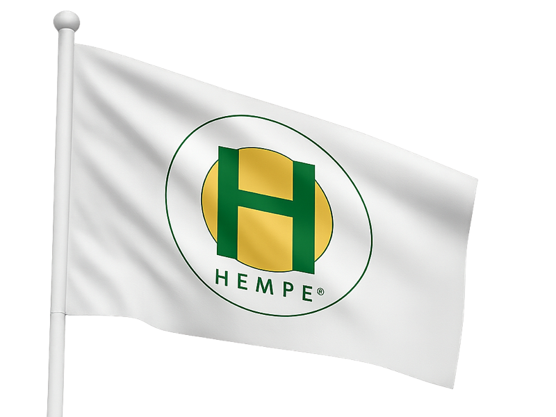 Sponsorship flag showing Hempe logo