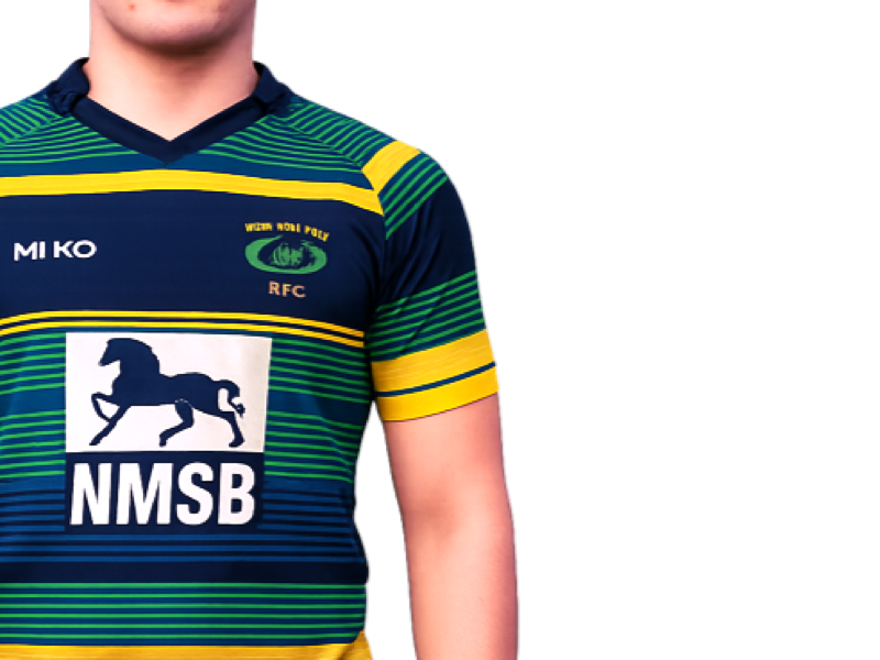 Picture of New Milton Rugby Club shirt with sponsorship logo